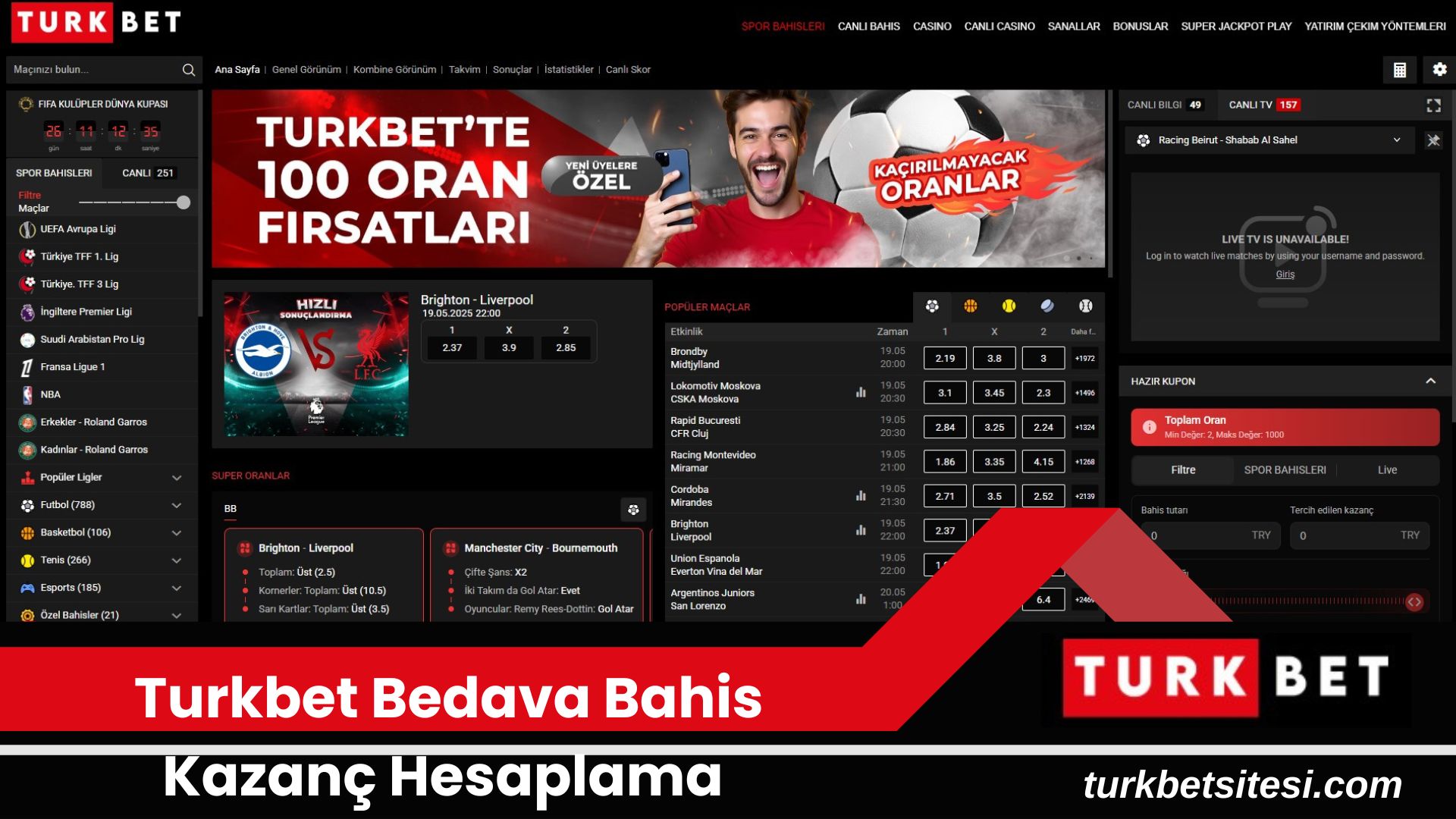 Turkbet Bedava Bahis Kazanç Hesaplama